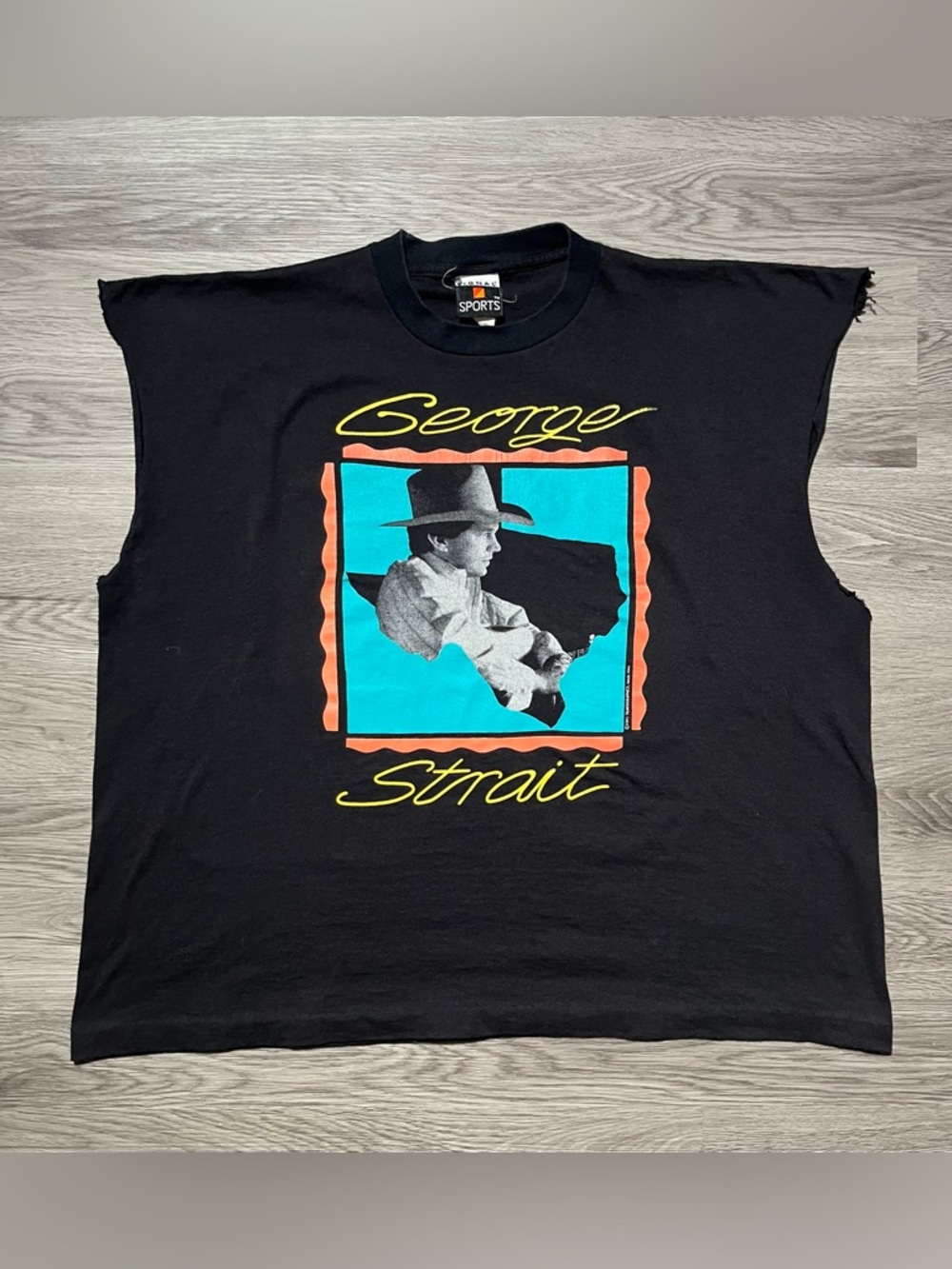 1991 George Strait Black Sleeveless Graphic Tee double sided made in USA tour